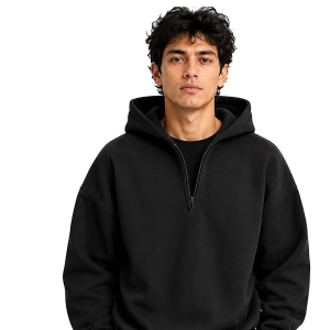 Half Zipper Solid Hoodie for Men