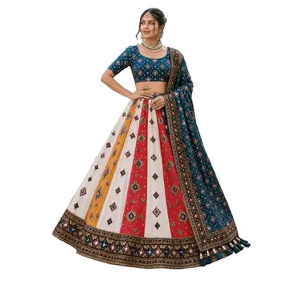 Print Rayon Semi Stitched Lehenga Choli