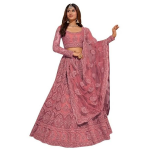 Women's Semi Stitched satin blend Lehenga Choli with Embroidered Pattern