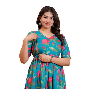 Women Pure Cotton Printed Maternity Feeding Kurta
