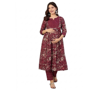 Maternity And Feeding Zip kurti And pant Set