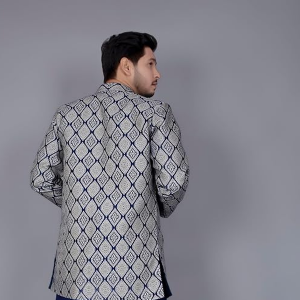 Style Full Sleeve Blue Kurta