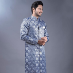 Silver Shade Kurta Pajama Sherwani Set