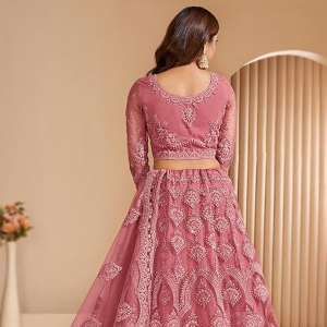 Women's Semi Stitched satin blend Lehenga Choli with Embroidered Pattern