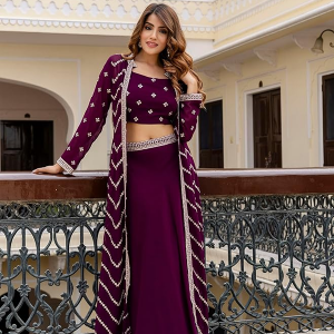 Georgette Embroidery Crop Top Lehenga
