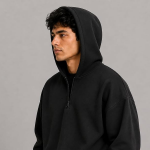 Half Zipper Solid Hoodie for Men